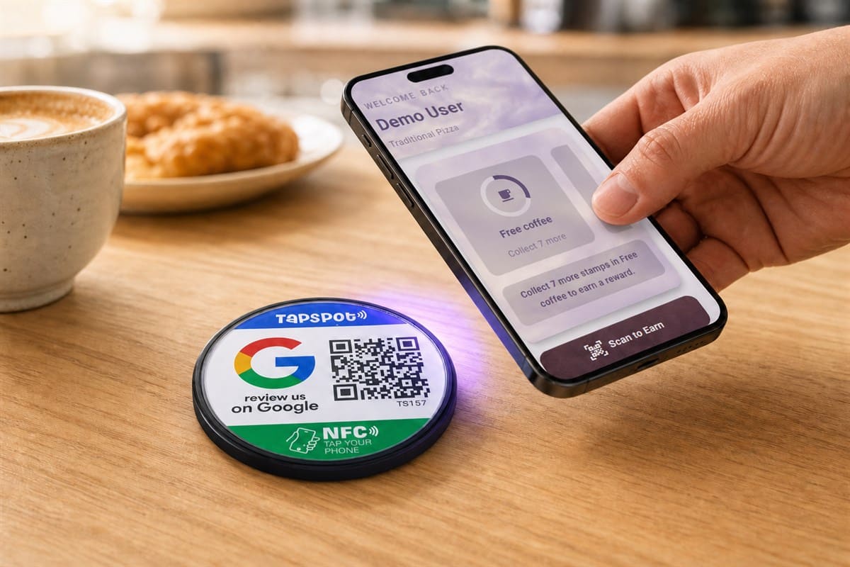 Customer using a phone with a participating loyalty programme