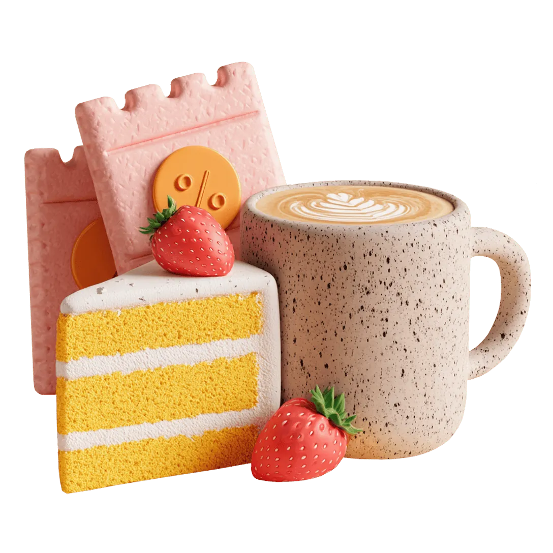 Cake and coffee being redeemed as loyalty rewards